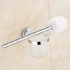 Hygienic Hanging Toilet Brush System with Shatterproof Glass Housing Simple Styles Wall Mounted Toilet Cleaning Set