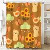 Cute Cartoon Animal Shower Curtain with Sunflower Print for Bathroom Decor Home Decoration Waterproof Fabric Shower Drapes Warm