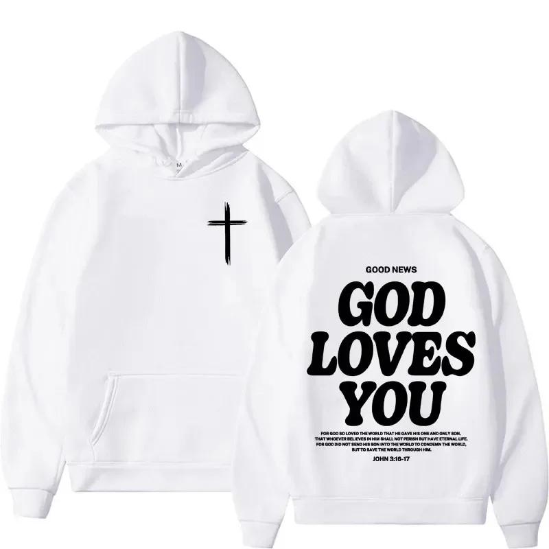 God Loves You Hooded Men's/Women's Autumn/Winter Retro Streetwear Y2K Harajuku Casual Outdoor Fitness Hiking Pullover Hooded