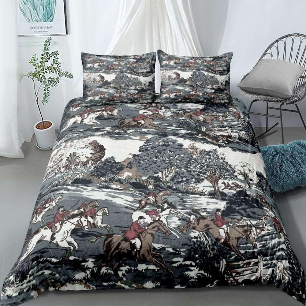 

Комплект пододеяльника Cavalier Hunts в стиле ретро 1800-х годов. Односпальный, двуспальный, королевский, американский твин, полный, размер квин . Комплект постельного белья 140x210cm