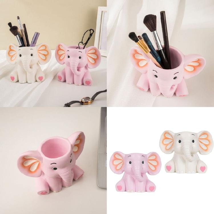 Elephant Pen Cup Space Saving Pen Cup Resin Pen Container Remote Control Container for Office Desk Decoration