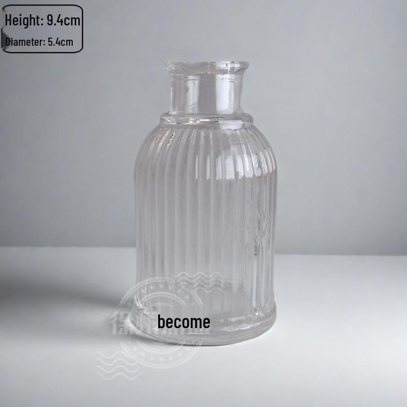 High-End Retro Glass Vase Set: Floor-Standing Transparent Ornaments In Soft Ins Style