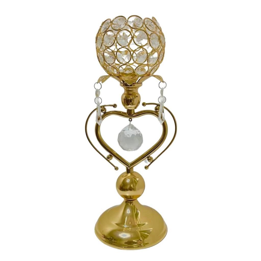European Iron Crystal Candelabra: Heart-Shaped Metal Ornament for Candlelit Dinners & Home Decor