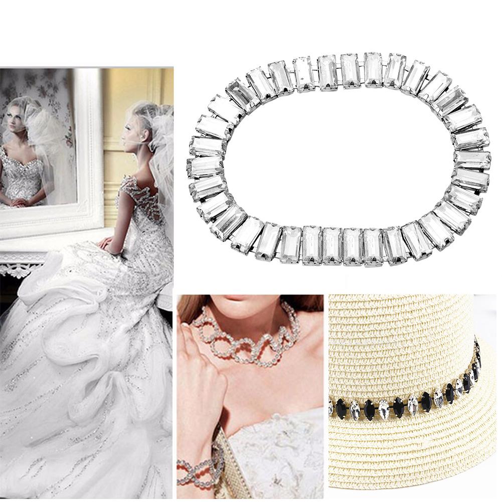 1 Yard (90cm) Rhinestone Chain Crystal Glass Trimming DIY Garment Accessories DecorationWhite