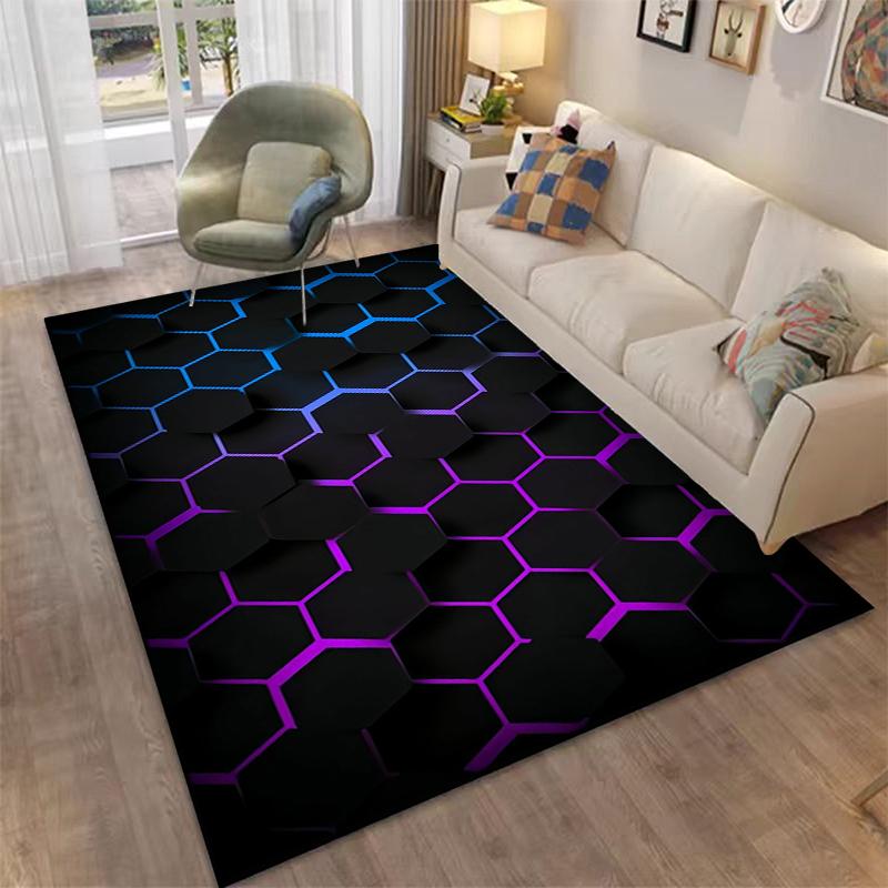 3D Abstract Mirror Geometric Illusion Area Rug Carpet for Home for Living Room Bedroom Sofa Decor Kids Play Non-slip Floor Mat
