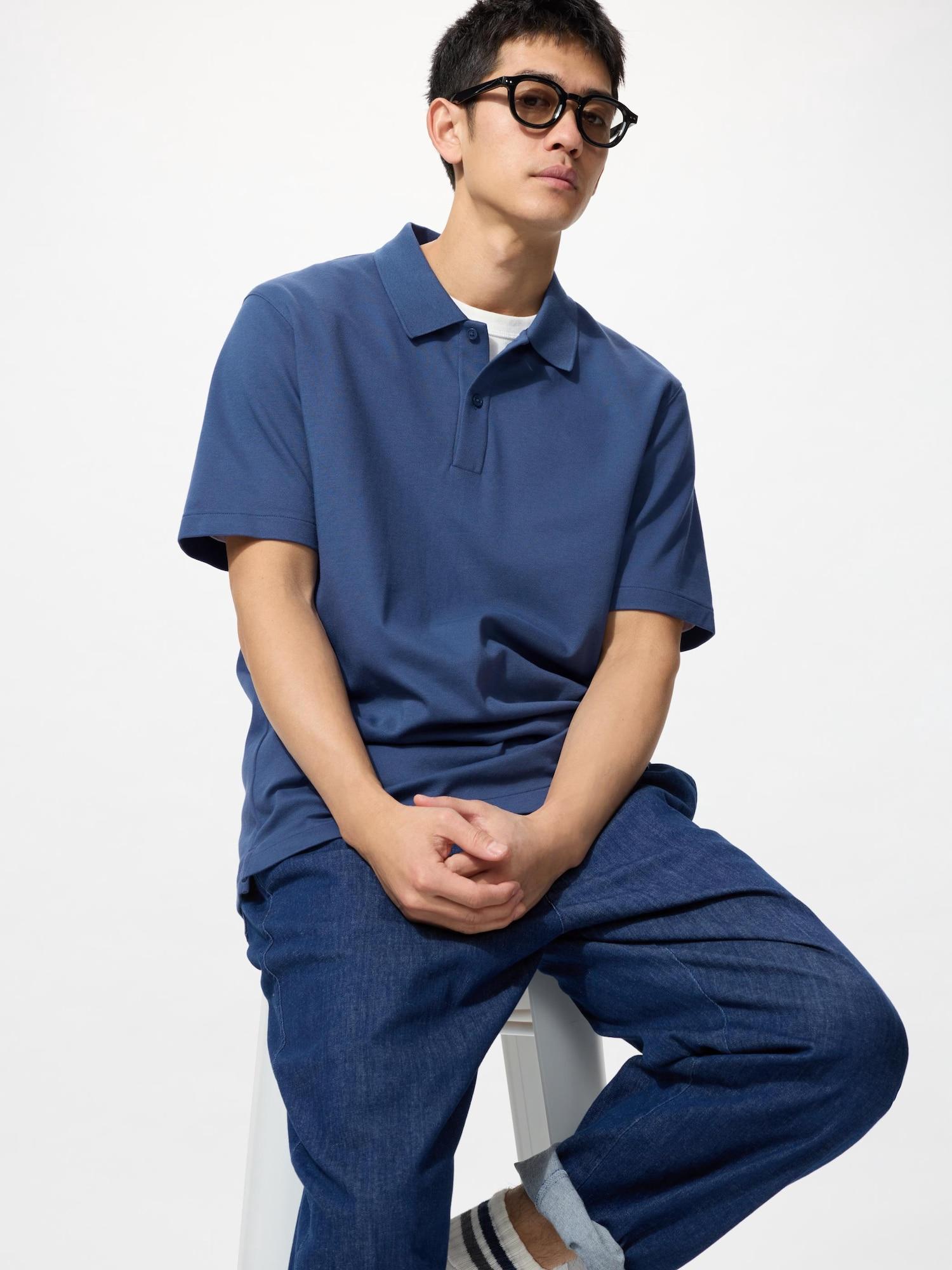 

Рубашка-поло Uniqlo Airism Cotton Pique 67 BLUE/UNISEX XL