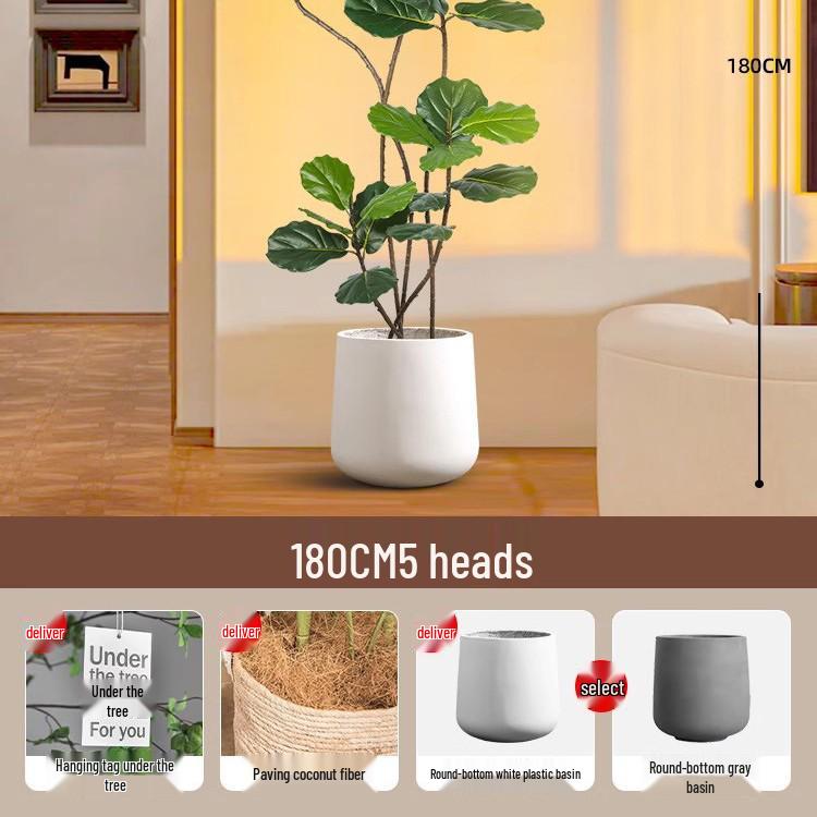 Large Potted Fiddle-Leaf Fig: Luxury Faux Green Plant for Living Room Decor