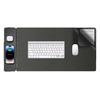 Felt Leather Dual-Sided Anti-Slip Waterproof Desk Mat with Wireless Charging for Phone & Earphones