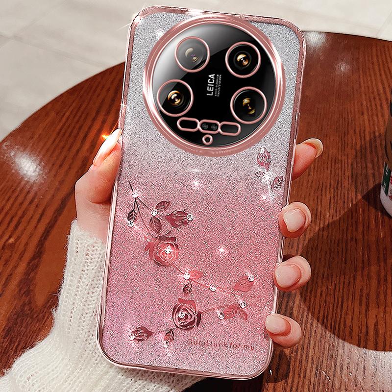 

KADEM For Xiaomi 14 Ultra Case Bling Glitter TPU Protective Phone Cover Rose Gold
