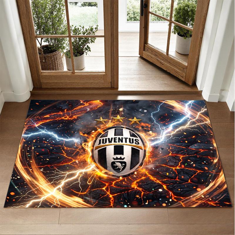 Juventus FC Design Crystal Velvet Rug Soft Decorative Mat for Bedroom Entrance