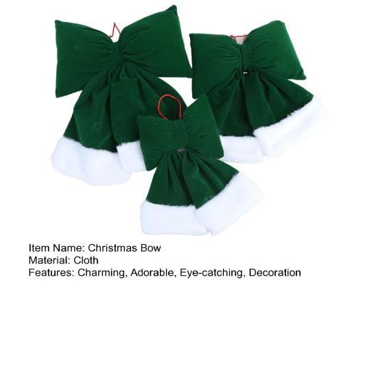 Velvet Christmas Bow Large Plush Stuffed Christmas Tree Hanging Bow with Fluffy White Fur Trim for Holiday Tree Fireplace Party Decoration