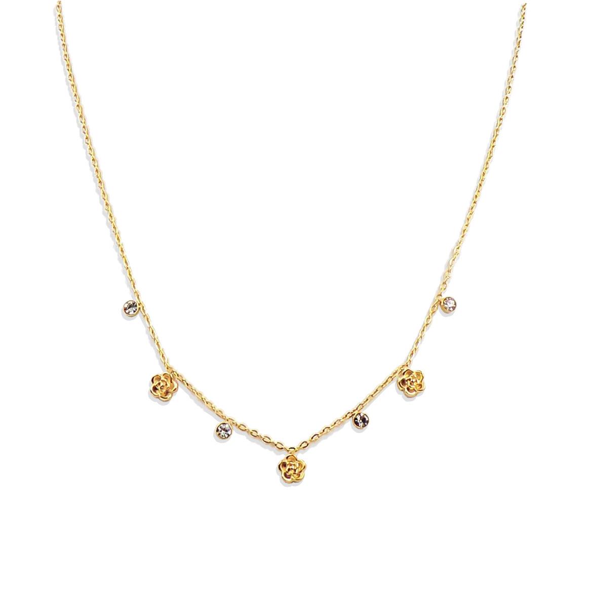 Hollow Camellia Rhinestone Clavicle Chain: Elegant & Versatile Women s Neck Accessory золотой