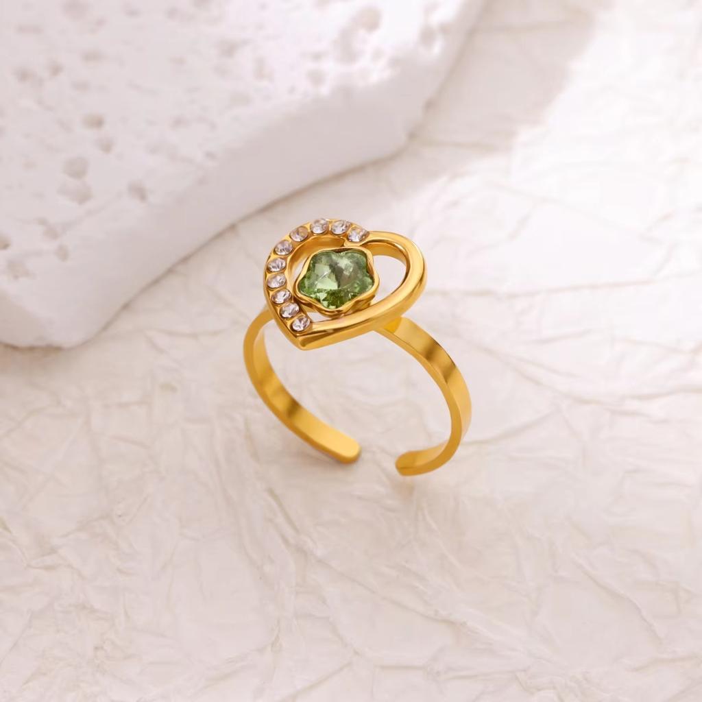 New Luxury Color Treasure Butterfly Ring Women's Titanium Steel Zircon Ring Niche High-end Light Luxury Cold Wind Index Finger Ring