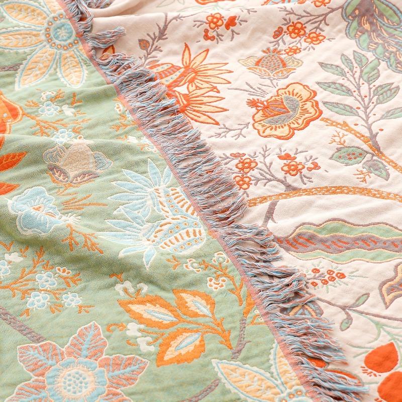 Towel Blanket Summer Cool Blanket  Pure Cotton Thickened Enlarged Air Conditioning Blanket Suitable Sofa Blankets 4 Layer Gauze
