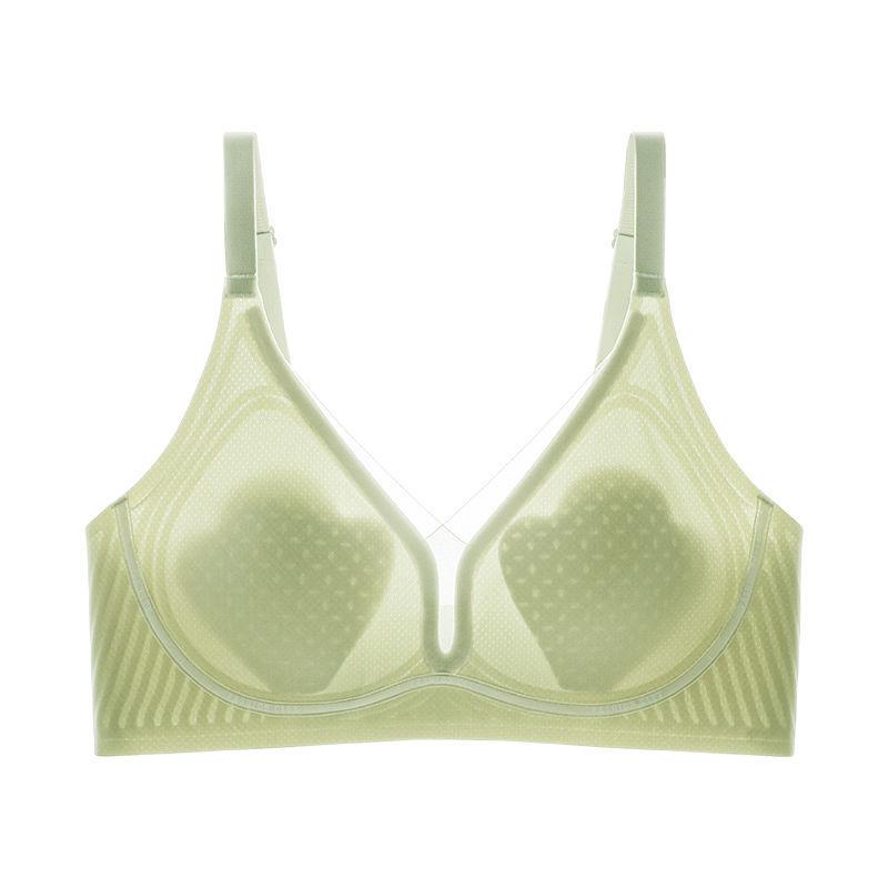 

Summer comfortable thin nude seamless hole cup gathering lift up sexy bra cover ABC cup 1.1cm 2xl [40/90abc weight 65-72.5kg] світло-зелений колір