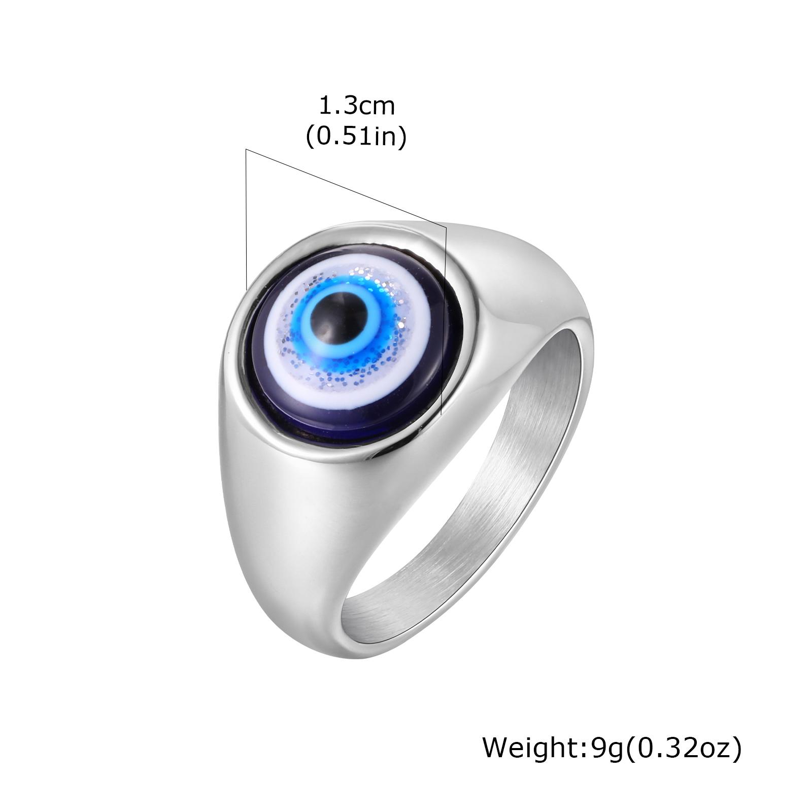 

Vintage Turkish Evil Eye Chunky Ring for Men Women, Blue Lucky Eyes Stainless Steel Ring, Hip Hop Punk Eyeball Finger Jewelry 7