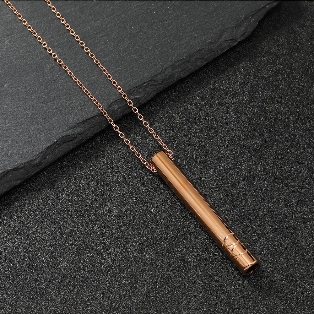 Crossline Whistle Pendants Mindfulness Meditation Necklace For Women Men Stainless Steel Breathable Stress Relieving Jewelry