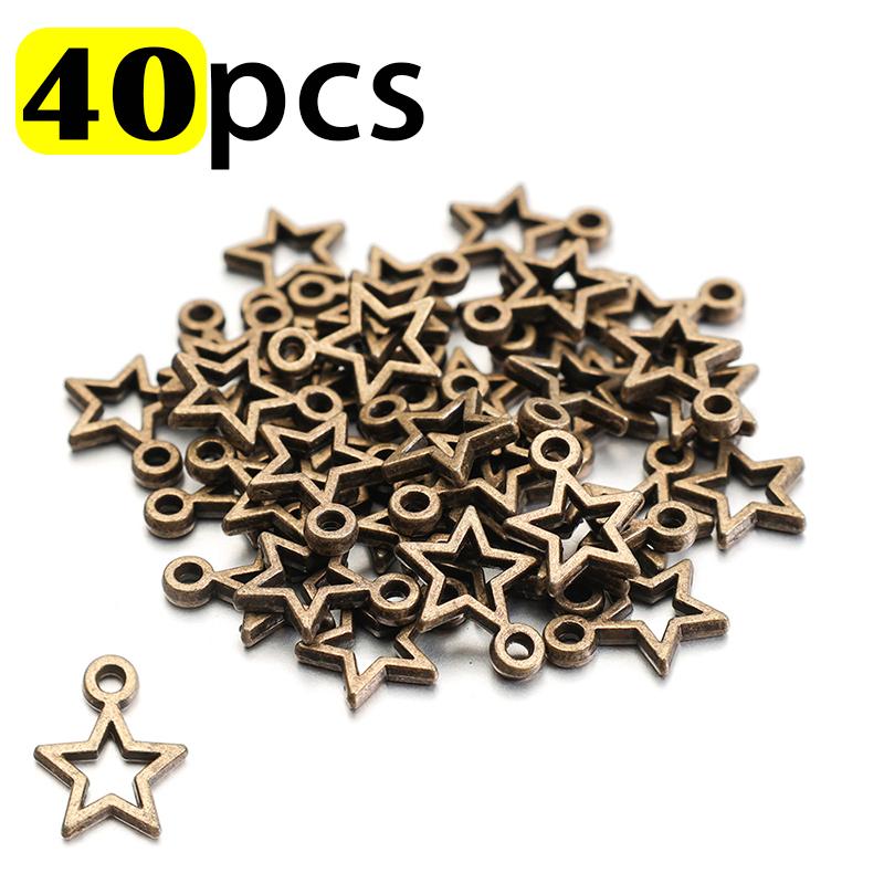 

40/80pcs Charms Star DIY Pendants Metal Pentagram Vintage Sliver Bronze Jewelry Accessories for Bracelet Necklace Handmade Craft