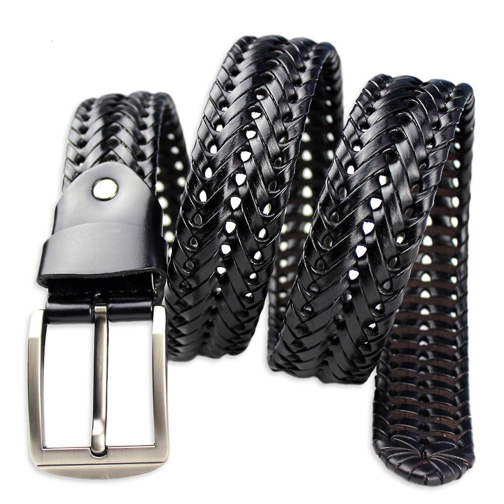 Men's Belts 4.0CM Width Luxury Genuine Leather Cow Straps Hand Knitted Designer Strap