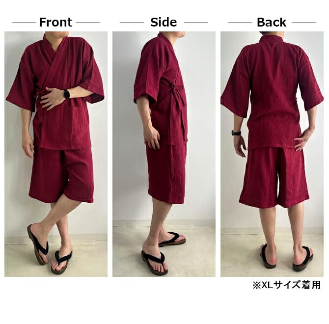 Arcade Jinbei Textured Soccer Japanese Cool Summer Size Black Men's Set, Breathable, Weave, 100% Cotton, Style, Loungewear, Pajamas, Material,