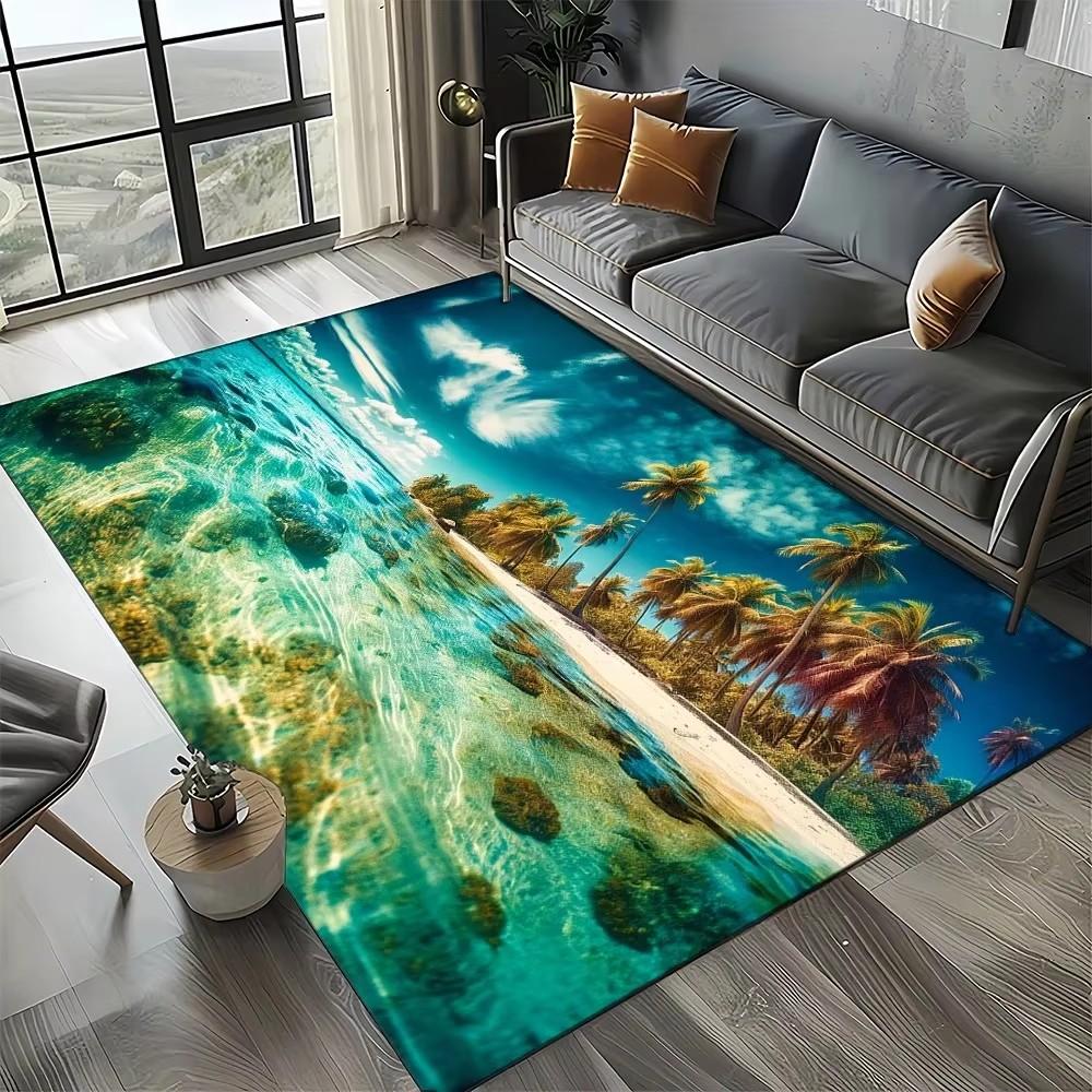 Coastal Beach Sea Style Mat Carpets for Living Room Children's Bedroom Living Room Anti Slip Crawling Rug Living Room Decoration