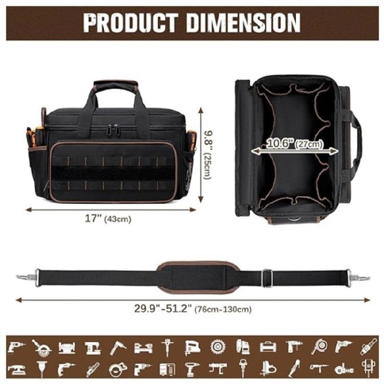 Oversized 14Inch Industrial Strength Tool Bag Bag Reinforced Handles Organized Storage For Contractors DIY