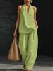 In Stock Women's Halter V-Neck Sleeveless Casual Fashion Set