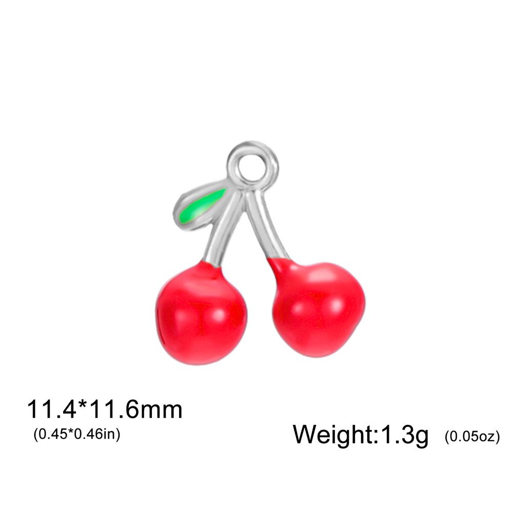 5pcs Red Enamel Cherry Charms Stainless Steel Fruit Pendants for DIY Bracelets Necklaces Jewelry Making Accessories Handmade DIY