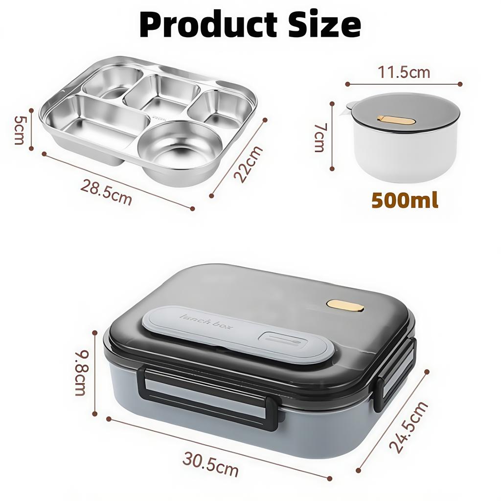 Portapranzo Bento in Acciaio Inossidabile 316 2800 ml Extra Large Contenitore per Alimenti Adatto al Microonde per Scuola/Campeggio Senza BPA Lavabile in Lavastoviglie