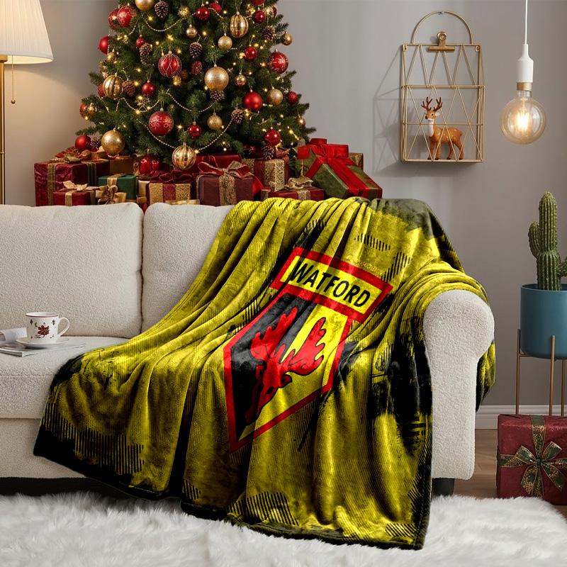 Wat-ford Football Crest Throws Blanket Flannel Blankets Plush for Couch Bed Gifts for Men Women Travel picnic blanket Christmas fan gifts