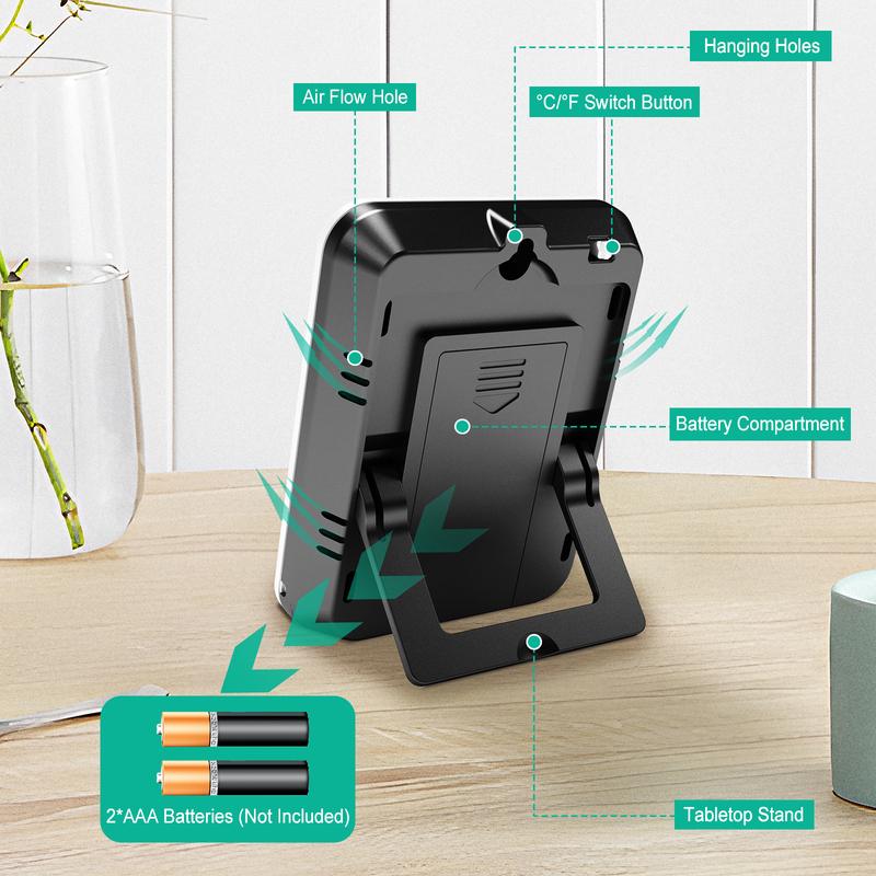 Professional Hygrometer Digital Thermometer Indoor Outdoor - Big LCD Screen with Backlight Auto Reset Memory Function Perfect