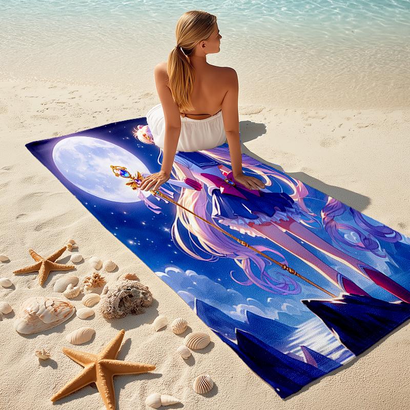 Beach Towel with Sailor Moon1 Pattern - soft,absorbent,machine washable Lightweight&Modern,swimming,Travel Essentials