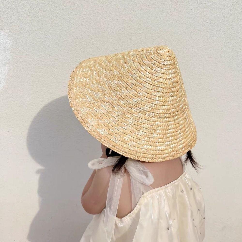 Korean Kids Sun Hat Big Brim Straw Visor Cap for Children Girls Straw Hat  Seaside Vacation