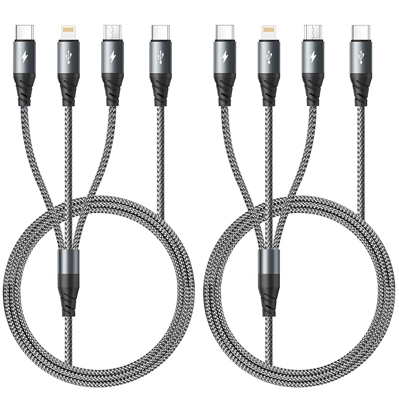 Miger USB C 3 in 1 Charging Cable,[2 Pack 6FT] Multi Charging Cable for Multiple Devices Braided Multi Charger Cable Universal Charger Cord with 2