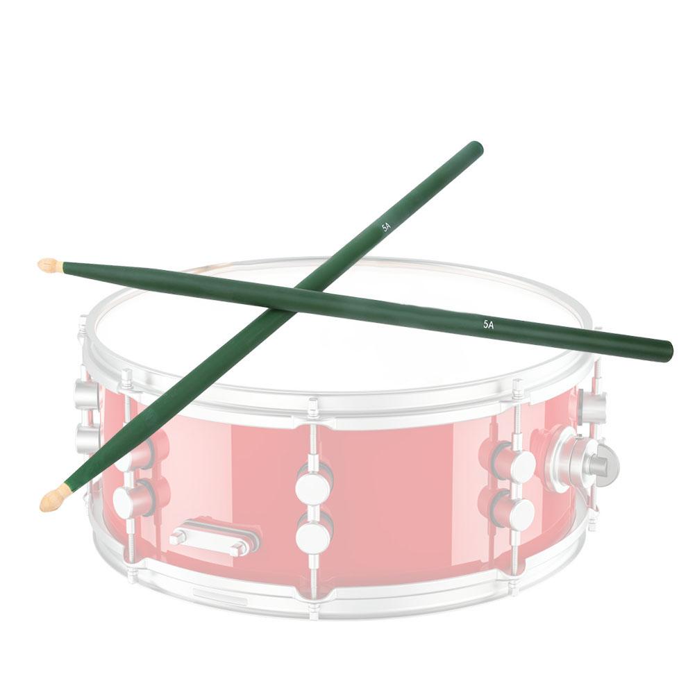 2Pcs Colorful Maple Wood Drum Stick Music Band Instrument Accessories(Green)