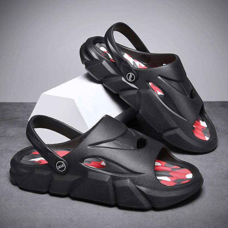 

Кокосовые тапочки мужская летняя мода надевать на себя дерьмо ощущения спортивная пляжная обувь сандалии нескользящие и износостойкие толстая подошва одно слово 36 чёрный