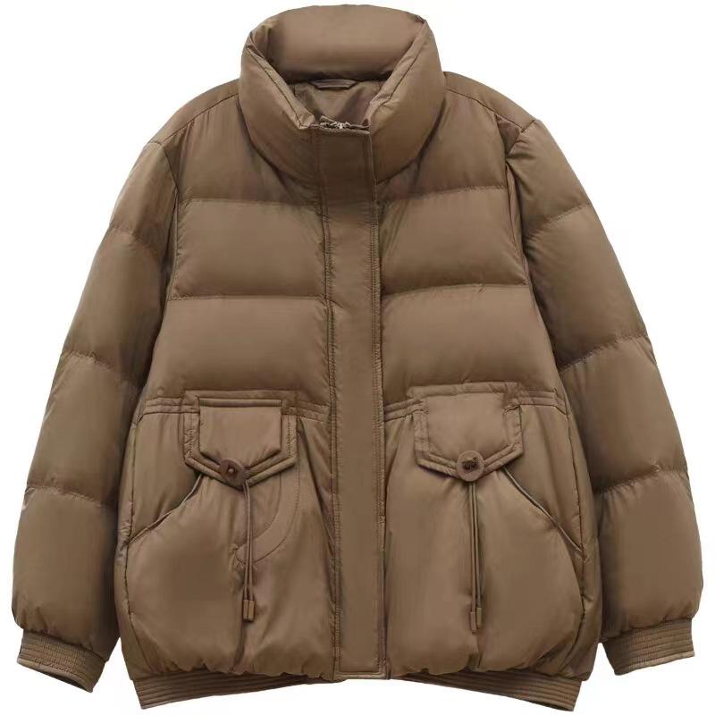 Fashion and literary down jacket women's short 2025 winter new white duck down stand-up collar mother's thermal jacket large size