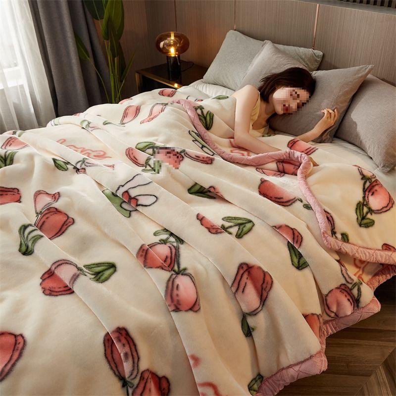 G5Z Thickened Raschel & Coral Flannel Winter Blanket for Dorms & Bedrooms