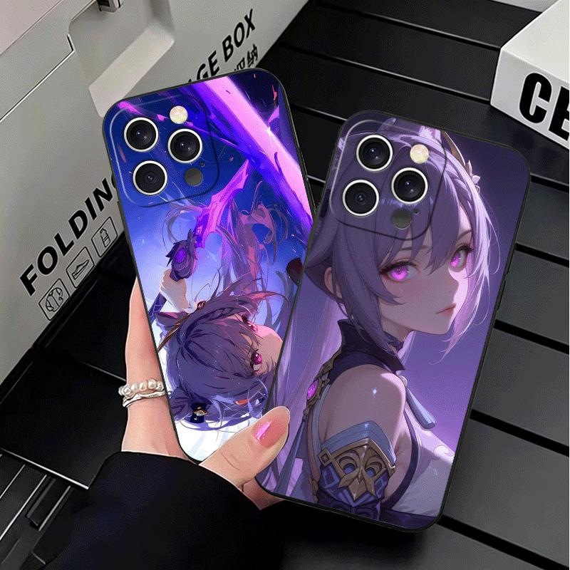 Genshin Impact Keqing Soft Phone Case for iPhone 16 16E 17 Air 15 Pro Max 14 Plus 13 Mini 11 12 7 Black Cover Back Shell