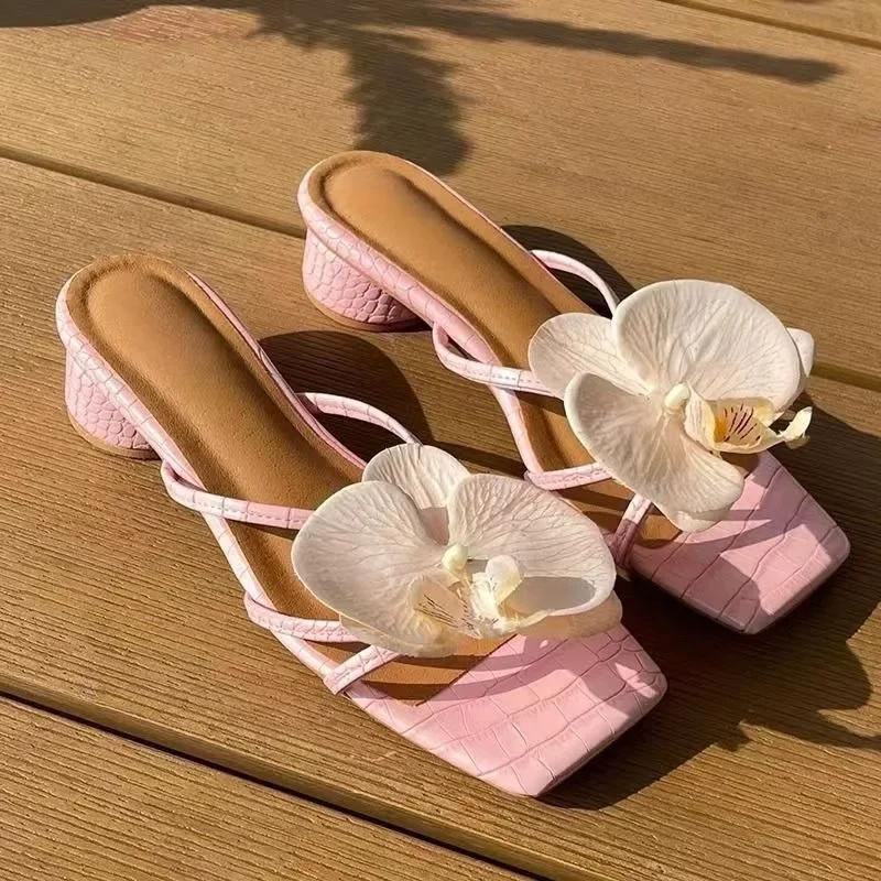 Fashion Women High Heels Sandals Brand Floral Designer Elegant Shoes Women Casual Fashion Outdoor New Summer Sandals Sandalias De Mujer
