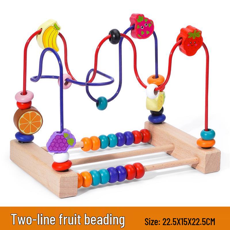 Multi-functional Animal Bead Maze: Wooden Three-Track Toy for Infant Hand-Eye Coordination & Early Education.