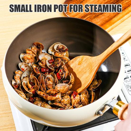 Tradiční břišní wok nepřilnavá pánev se silným dnem rovnoměrné zahřívání litinová pánev všestranné litinové nádobí kuchyňský gadget