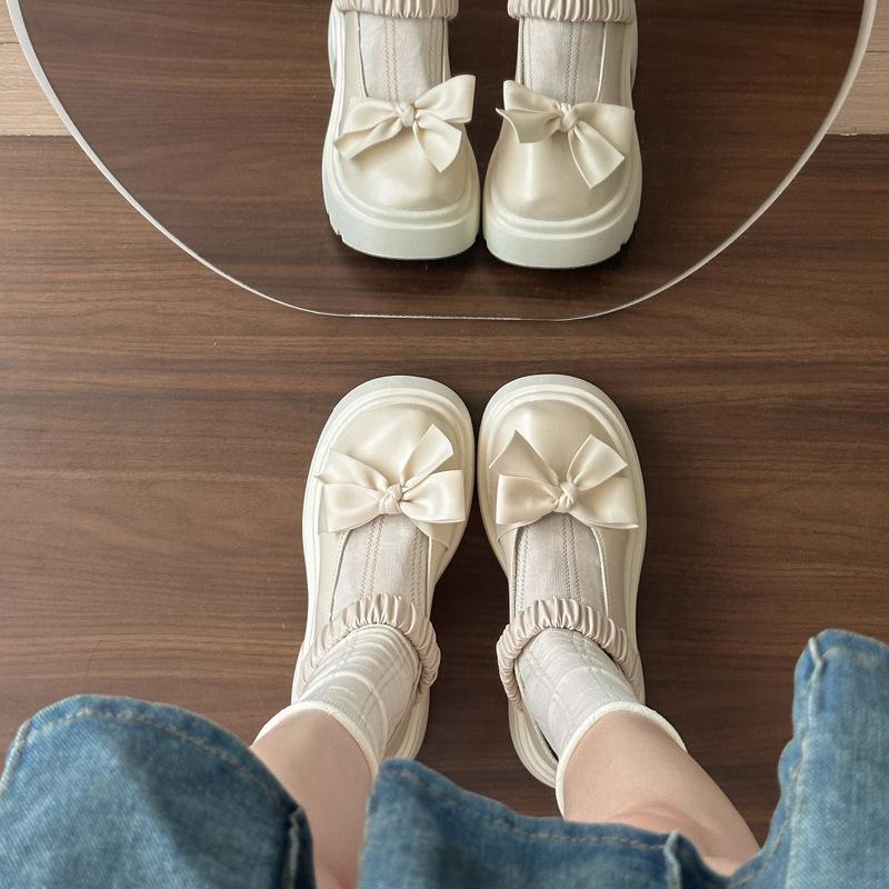 British Style Loafers Small Leather Shoes 2025 Spring New Thick-soled Muffin Sole Thick Heel Single Shoes Women's One-pedal Loafers