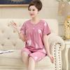 Women's Summer Clothing Sets Middle-aged and Elderly Loose Short-sleeved Blouse + Seven-piece Pants Home Two-piece Set