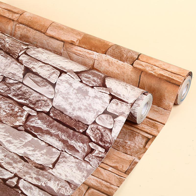 Retro Cegła i Kwiatowy Samoprzylepna Wodoodporna Tapeta Peel & Stick Dekoracja Ścienna Biurko i Meble DIY Zdejmowane Naklejki