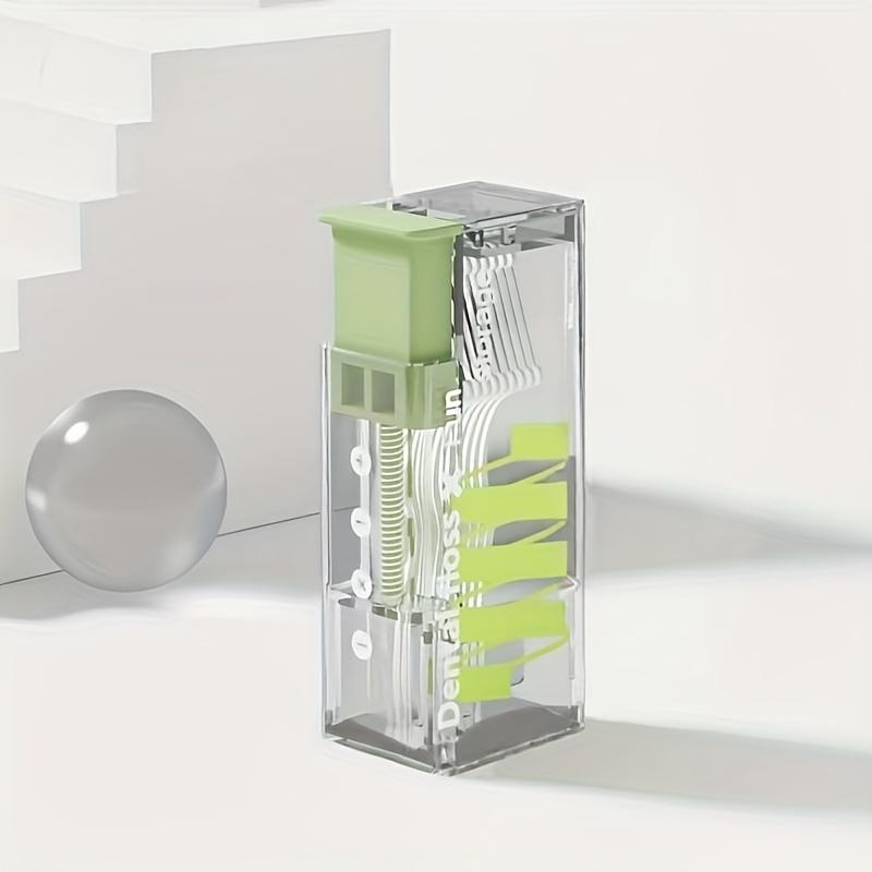 Portable Floss Dispenser Includes 10Pcs Floss Automatic Ejectable Floss Organiser Oral Care Press-on Disposable Flossing Sticks