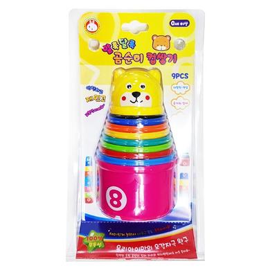 Kolorowa wieża z kubków Gomsuni, żółta, 1 sztuka, koreańskie produkty dla dzieci