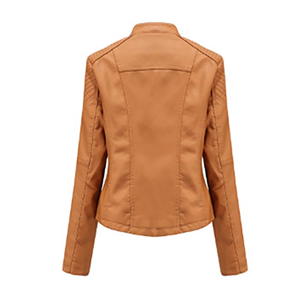 Women Ladies Lapel Motor Jacket Coat Zip Biker Short Punk Cropped Tops