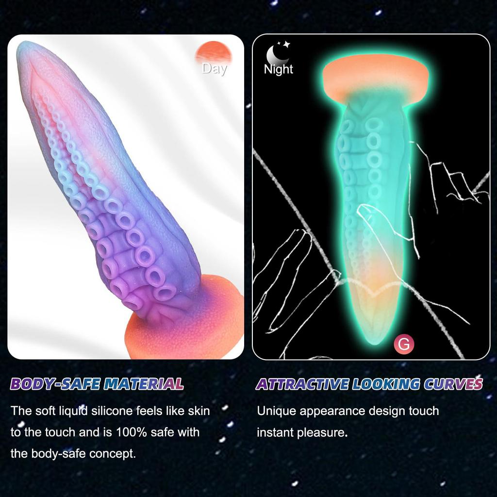 Luminous Silicone Octopus Phallus Super Large Anal Plug Self-Stimulator for Women