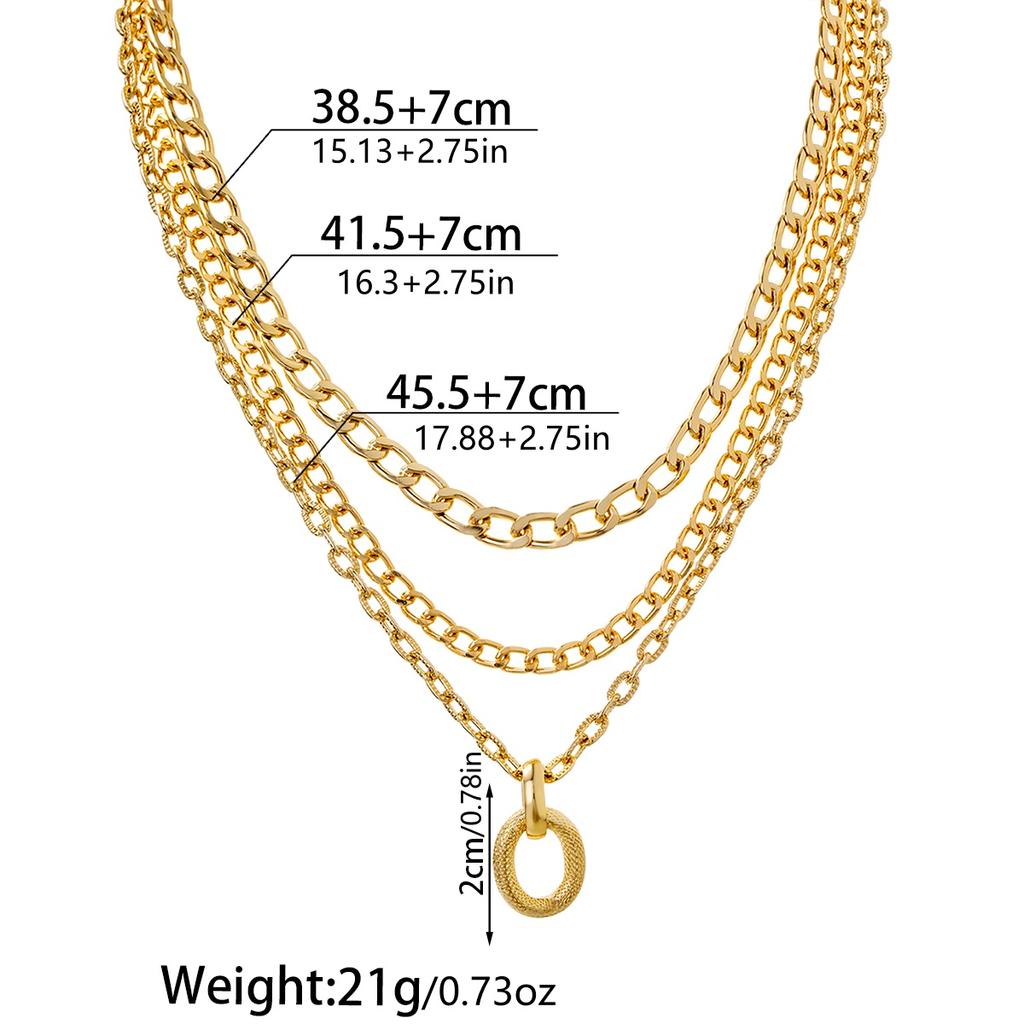 Individually Exaggerated Circular Pendant with Aluminum Chain, Multi-layer Layered Women's Necklace
